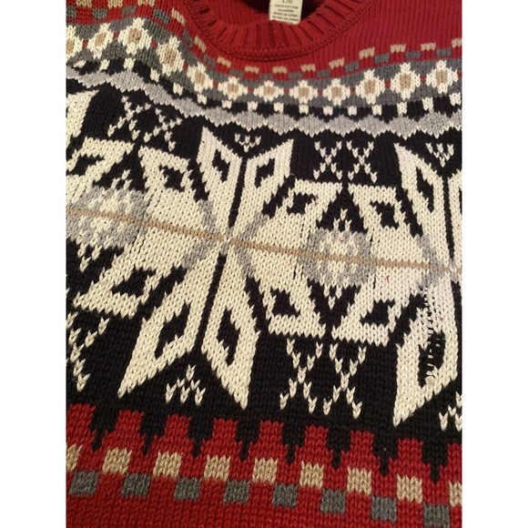 Dockers Sweater Sz L Mens Red Black Cotton Crew Neck Fair Isle Pullover - Picture 3 of 10